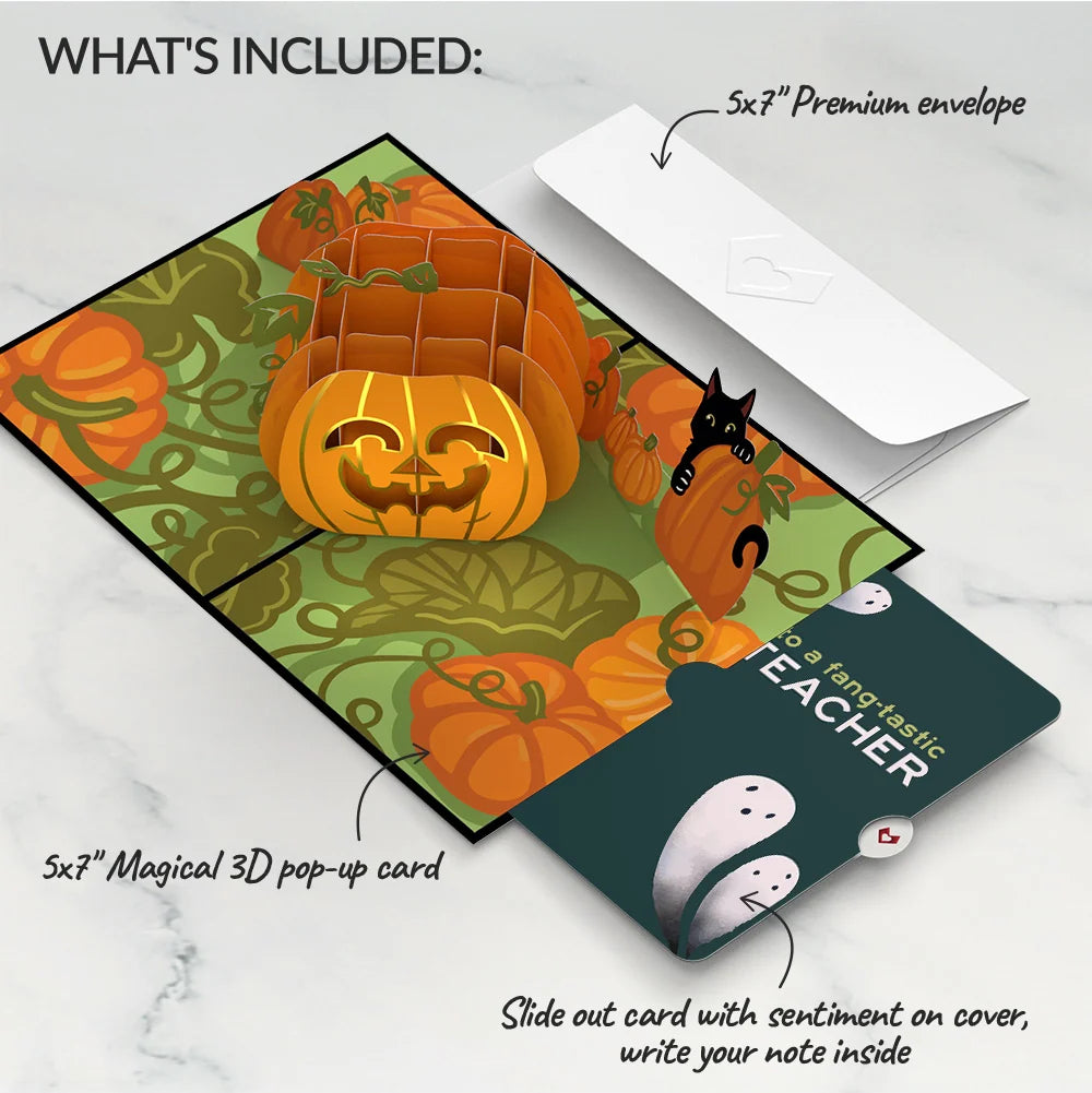 Happy Halloween Pumpkin Pop-Up Card and Sentiment Set for Teacher