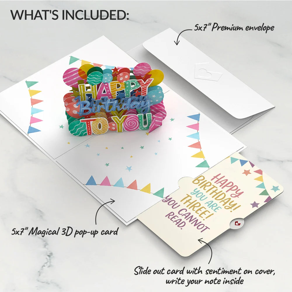 Let's Celebrate Birthday 3-Year-Old Pop-Up Card and Sentiment Set
