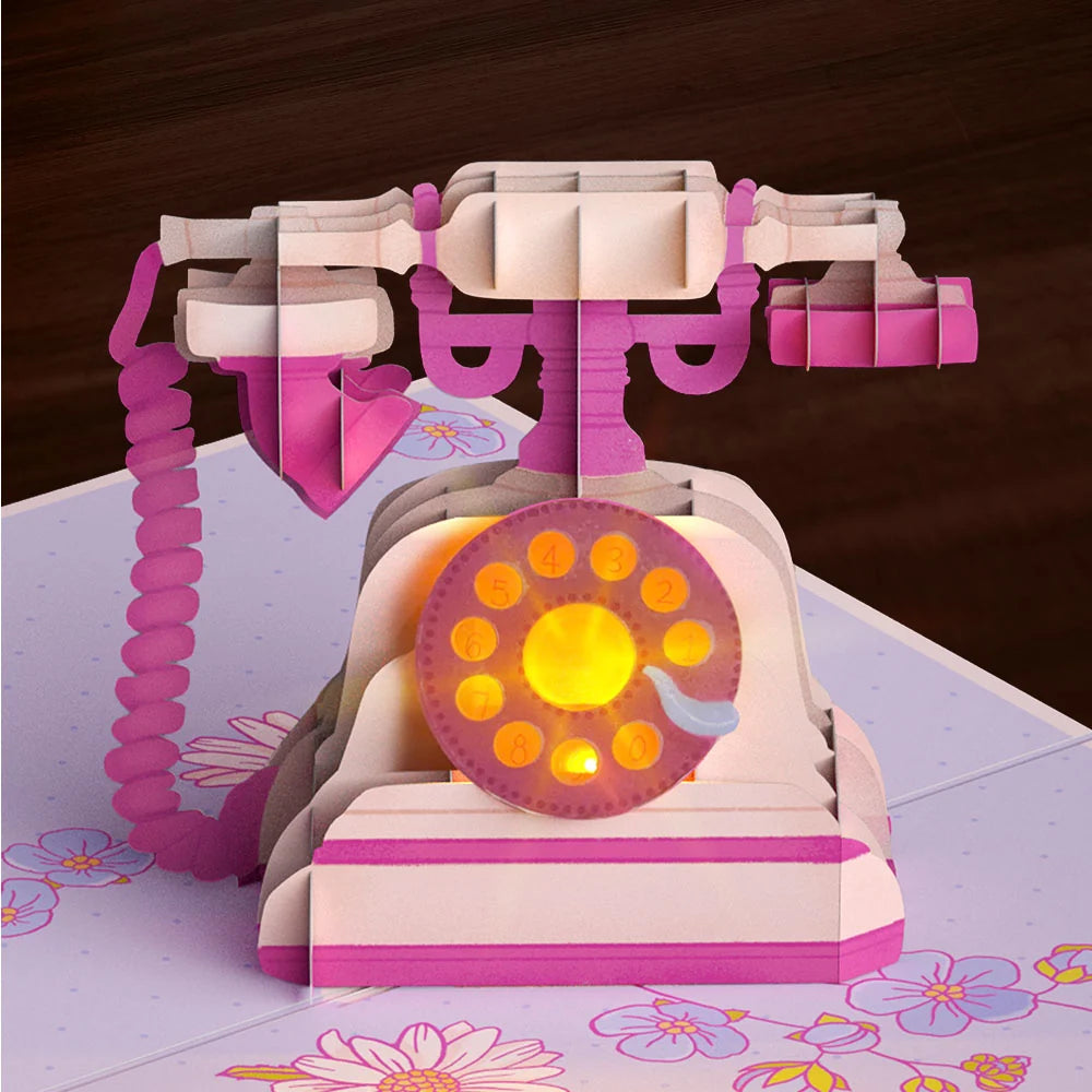 'Hey Mom' Vintage Phone Music and Lights Pop-Up Card