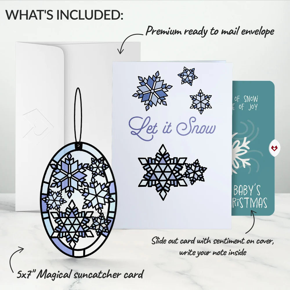 Let It Snow Snowflakes First Christmas Suncatcher Card and Sentiment Set for Baby