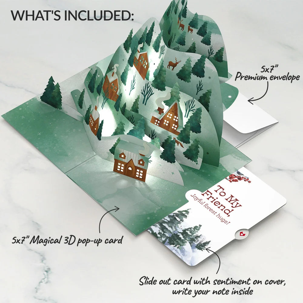 Winter Wishes Mountain Village Light-Up Pop-Up Card and Sentiment Set for Friend