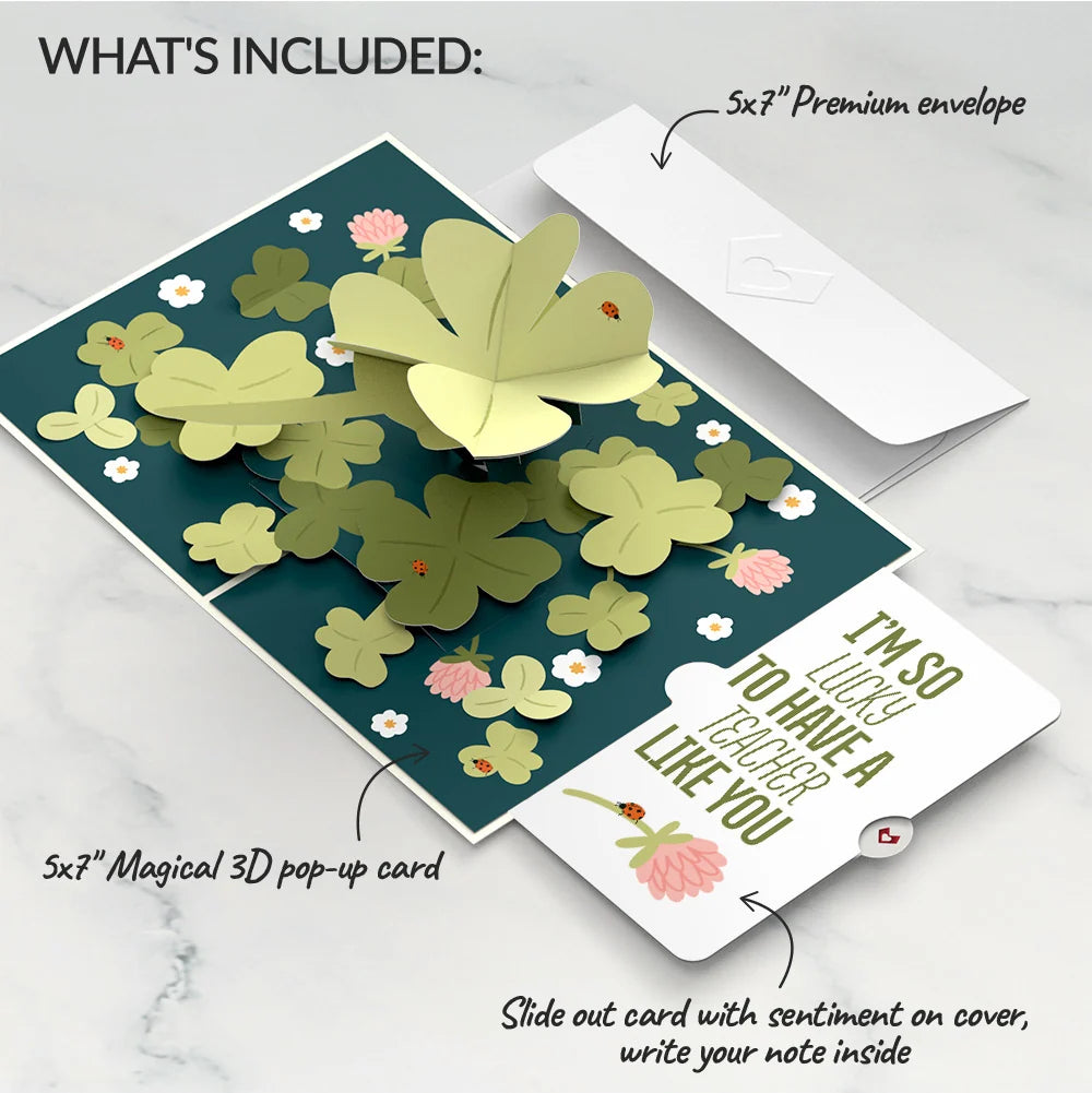 Shamrock Fields Appreciation Pop-Up Card and Sentiment Set for Teacher