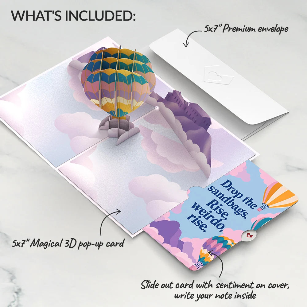 Majestic Hot Air Balloon Birthday Pop-Up Card and Rise Weirdo Rise Sentiment Set