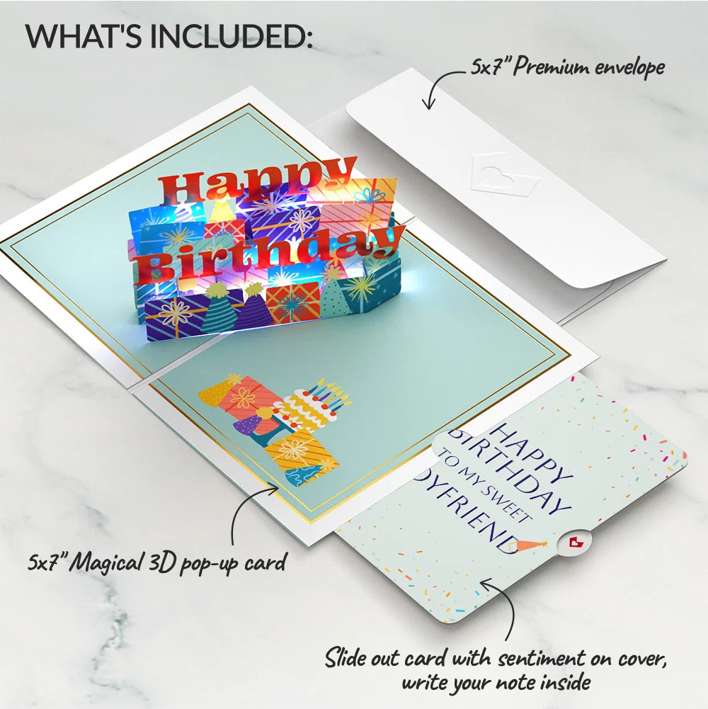 Wishing You a Happy Birthday Music and Lights Pop-Up Card and Sentiment Set for Boyfriend