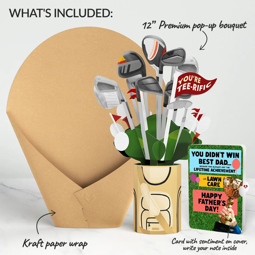 Tee-rific Golf Father's Day Bouquet and Trophy Lawn Care Sentiment Set