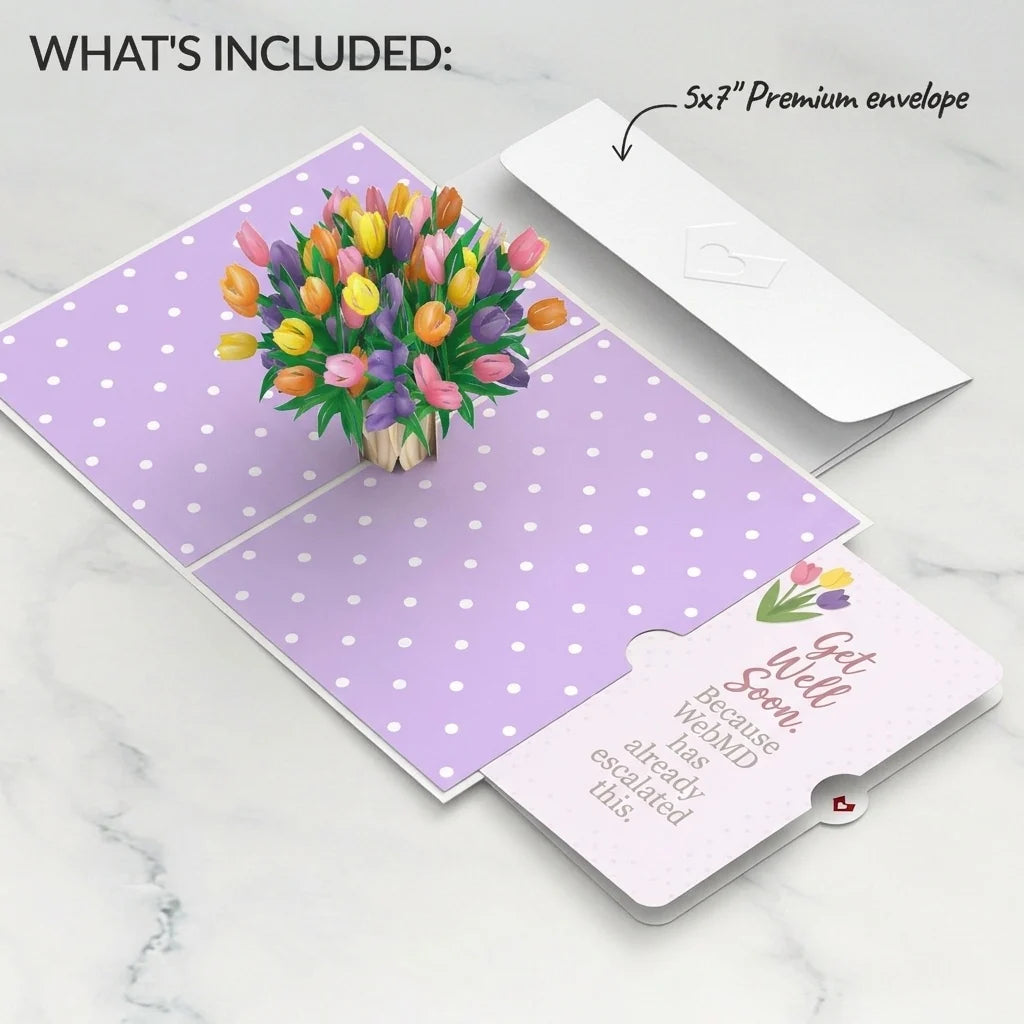 Timeless Tulips Get Well Pop-Up Card and WebMD Escalated Sentiment Set