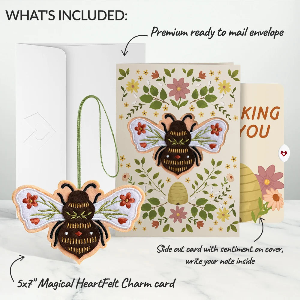 Botanical Bee Thinking of You HeartFelt Charm Card™ and Sentiment Set