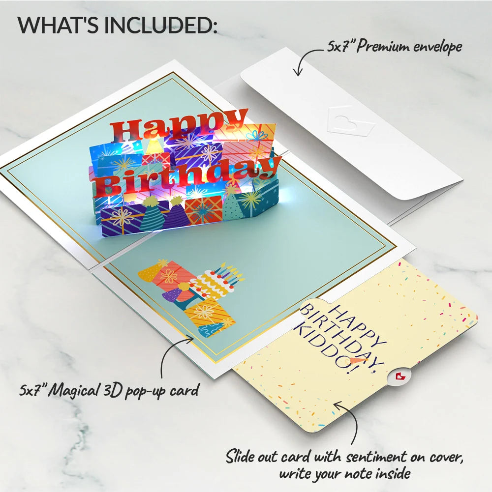 Wishing You a Happy Birthday Music and Lights Pop-Up Card and Sentiment Set for Kid