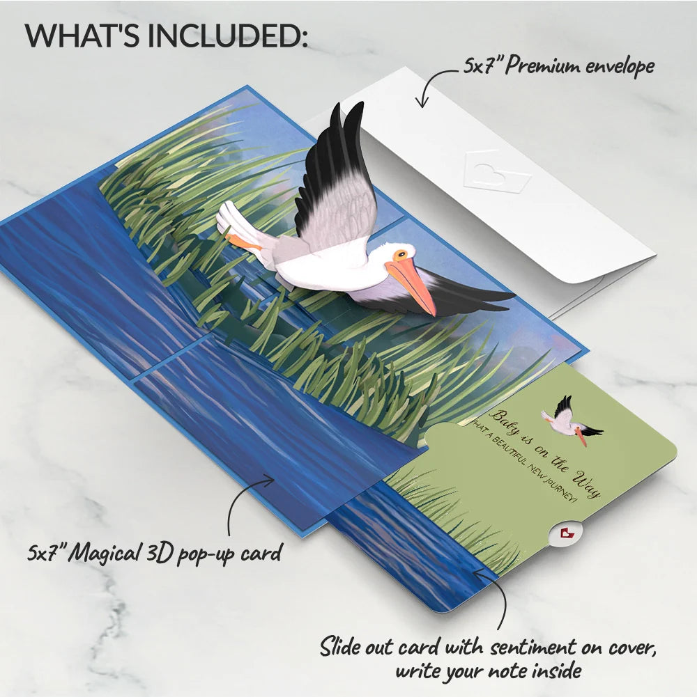 Pelican in the Marsh Pregnancy Pop-Up Card and Sentiment Set