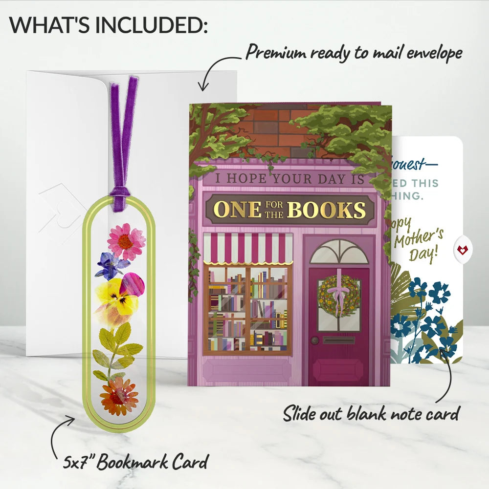 One for the Books Mother’s Day Petal Pressed™ Bookmark Card and Layered Leaf Harmony Sentiment Set for Mom
