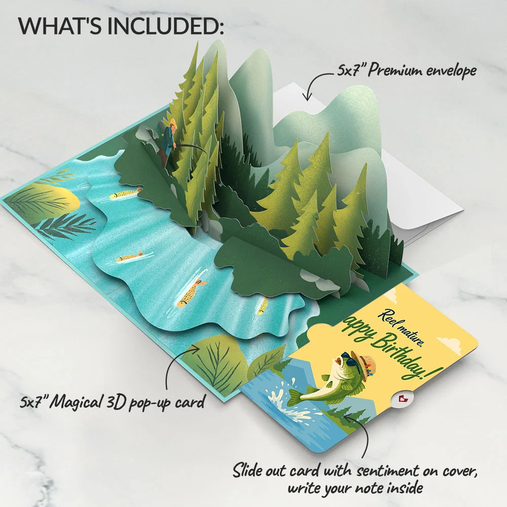 Gone Fishing Birthday Pop-Up Card and Jumping Bass Sentiment Set