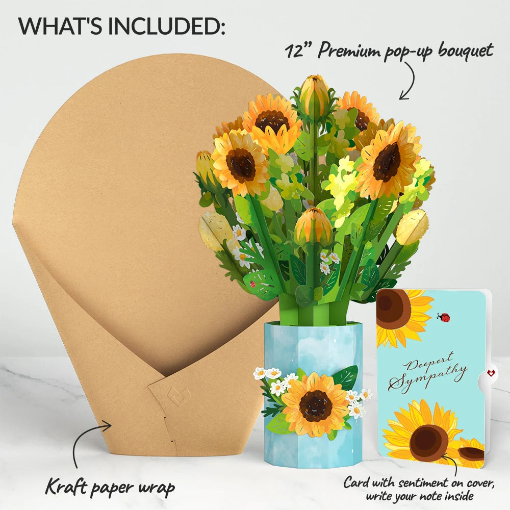 Sunflower Blooms Sympathy Bouquet and Sentiment Set