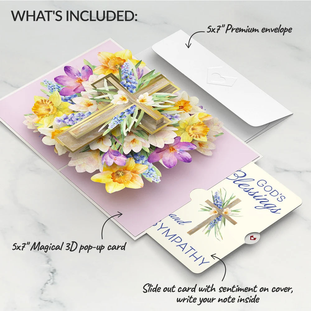 The Lord Bless You Floral Cross Sympathy Pop-Up Card and Sentiment Set