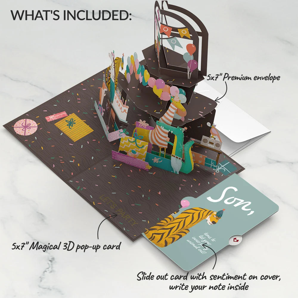 Party Animals Birthday Pop-Up Card and Sentiment Set for Son