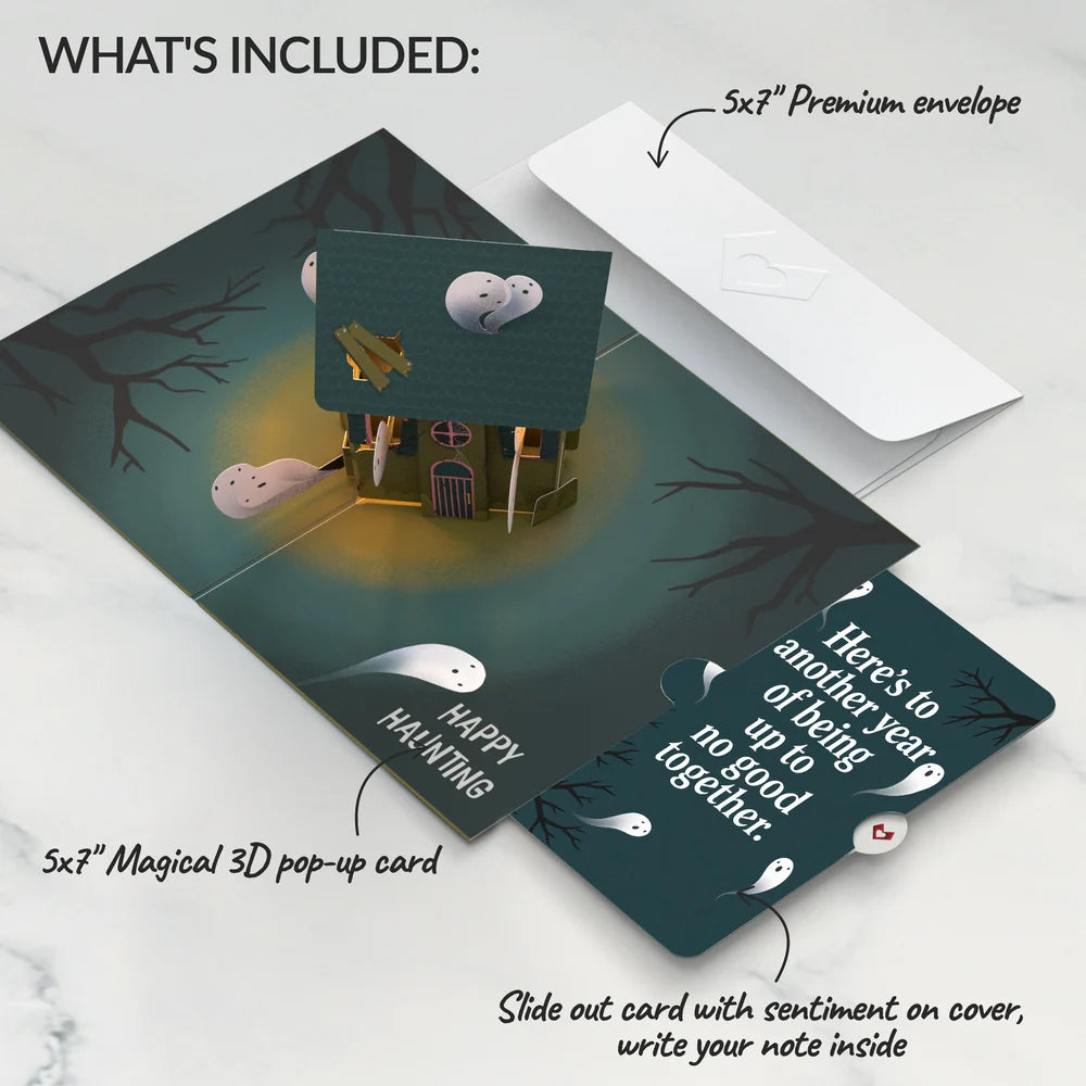 Happy Haunting Halloween Music and Lights Pop-Up Card and Up To No Good Sentiment Set