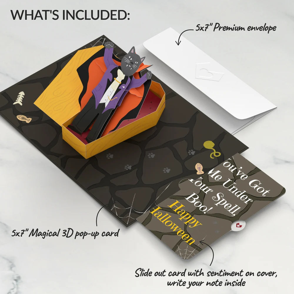 Count Catula Halloween Vampire Cat Pop-Up Card and Under Your Spell Sentiment Set