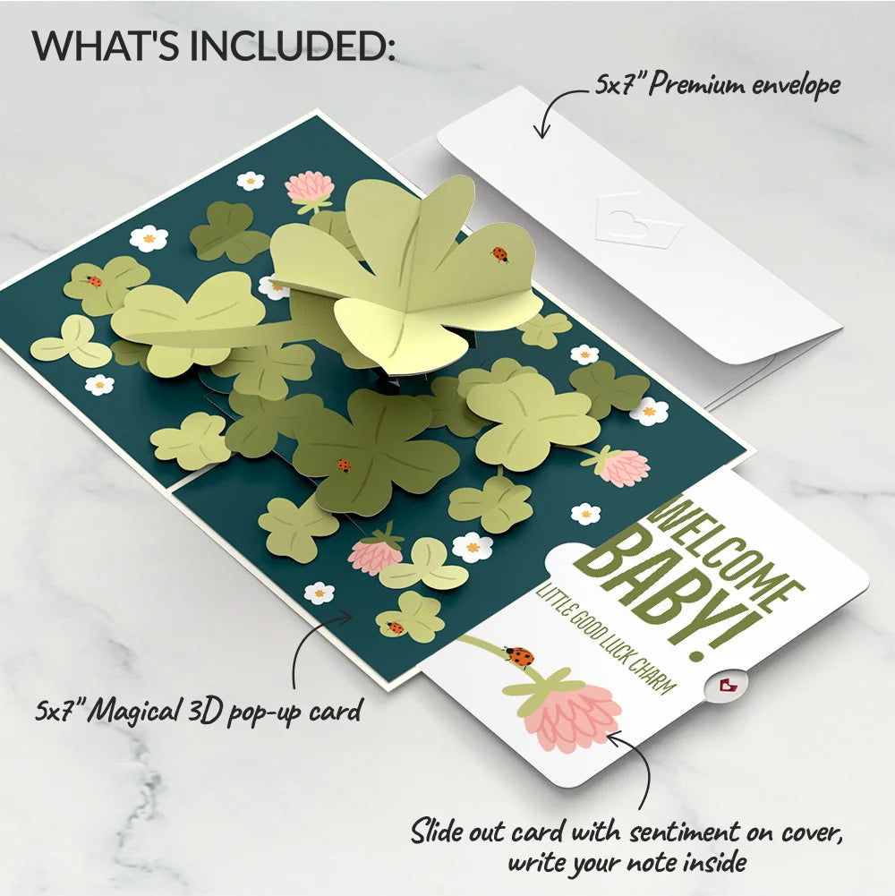 Shamrock Fields New Baby Pop-Up Card and Sentiment Set for New Parent
