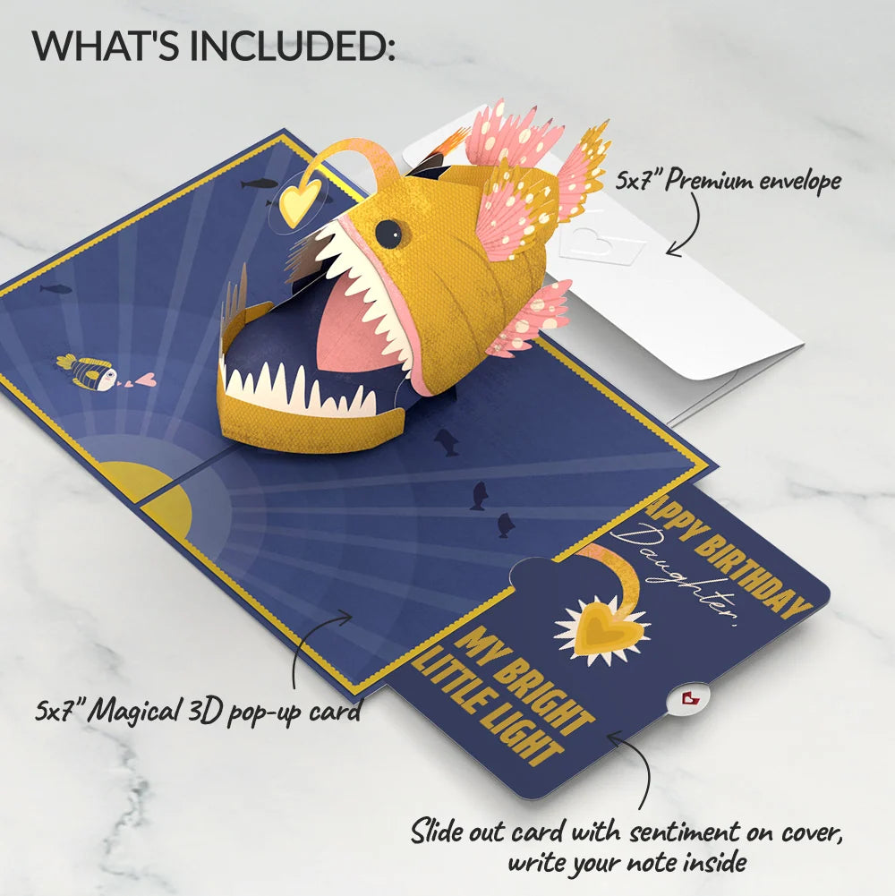 You Are My Sunshine Anglerfish Birthday Pop-Up Card and Sentiment Set for Daughter
