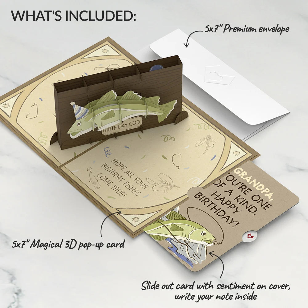 Birthday Cod Pop-Up Card and Sentiment Set for Grandfather