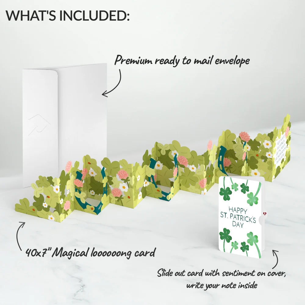 Shamrock Blessings St. Patrick’s Day Loooooong Card™ (Expands to 2 feet) and Shamrock Sprigs Sentiment Set