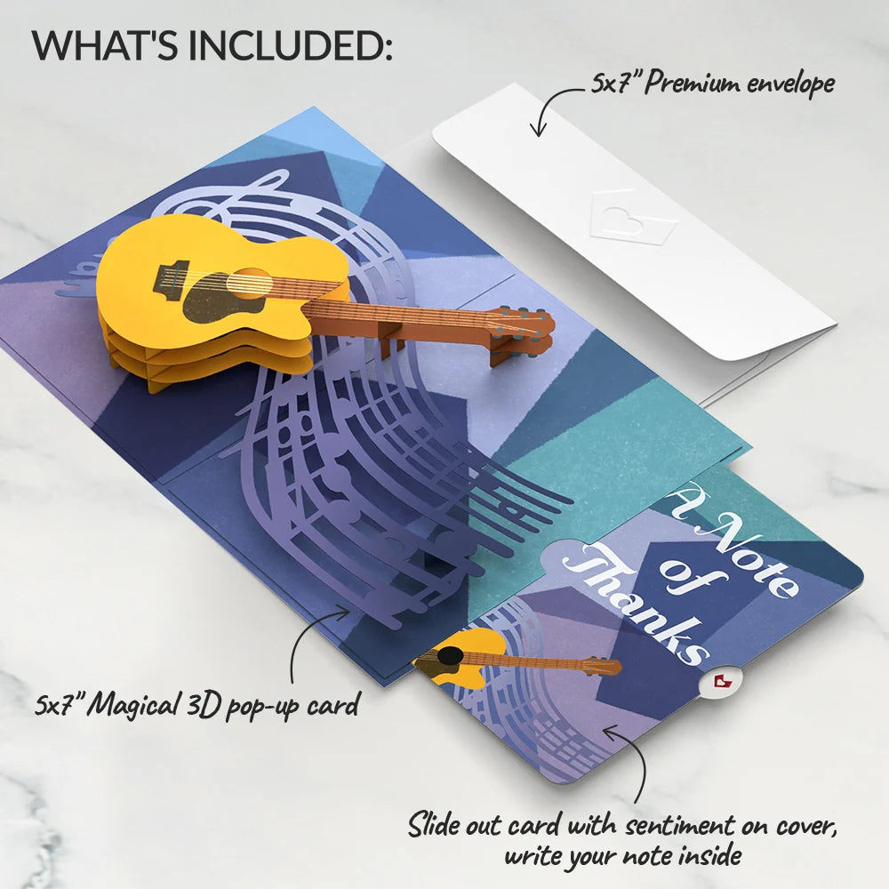 Acoustic Guitar Thank You Pop-Up Card and Sentiment Set