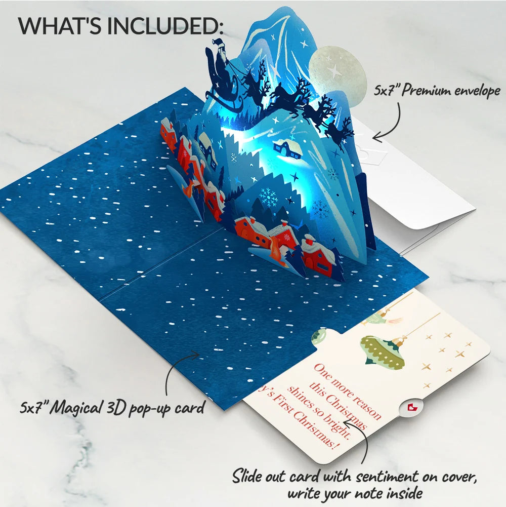 Christmas Eve Sleigh Ride Music and Lights Pop-Up Card and Sentiment Set for Baby