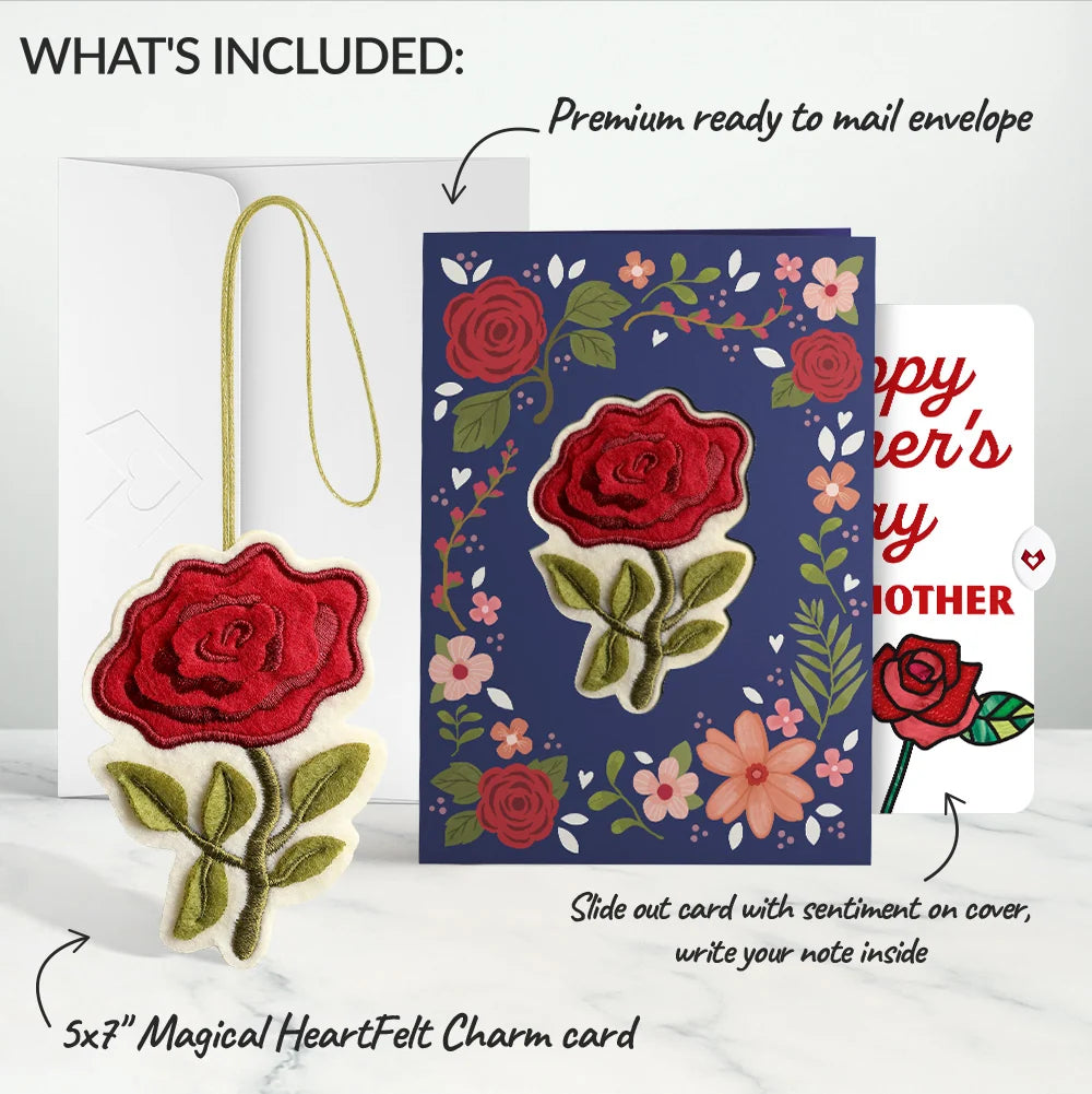 Everlasting Rose Mother’s Day HeartFelt Charm Card™ and Sentiment Set for Grandmother