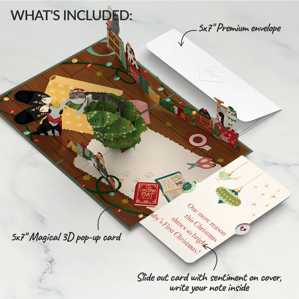 Meowy Little Christmas Cats Pop-Up Card and Sentiment Set for Baby