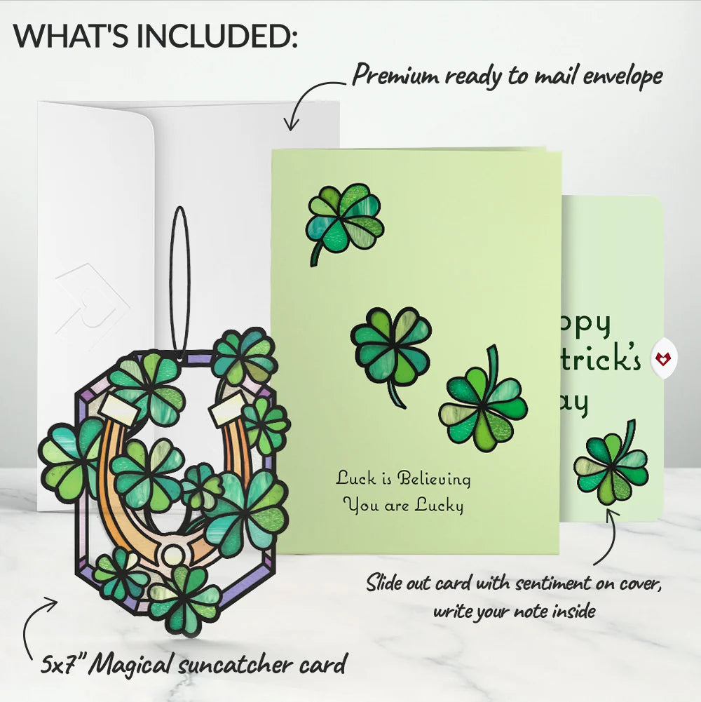 Lucky Shamrock St. Patrick’s Day Suncatcher Card and Lucky Clover Sentiment Set