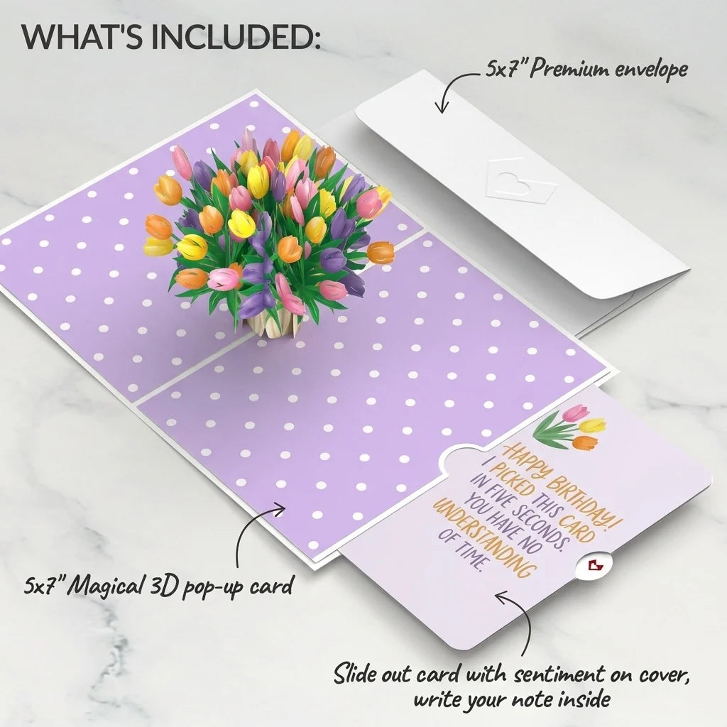 Timeless Tulips Birthday Pop-Up Card and Picked Five Seconds Sentiment Set