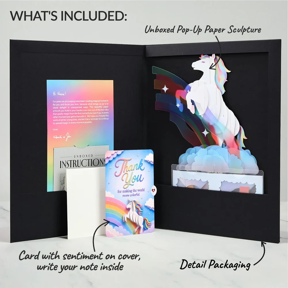 Unicorn Thank You Unboxed Pop-Up Paper Sculpture and Sentiment Set
