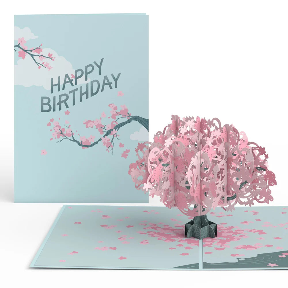 Birthday Cherry Blossom Pop-Up Card and Suncatcher Bouquet Bundle