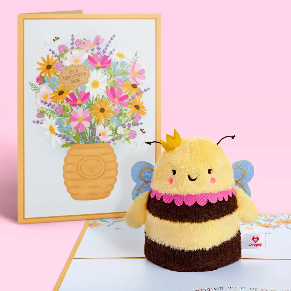 'Bee-u-tiful Mom' Queen Bee Plushpop Card & Bouquet Bundle
