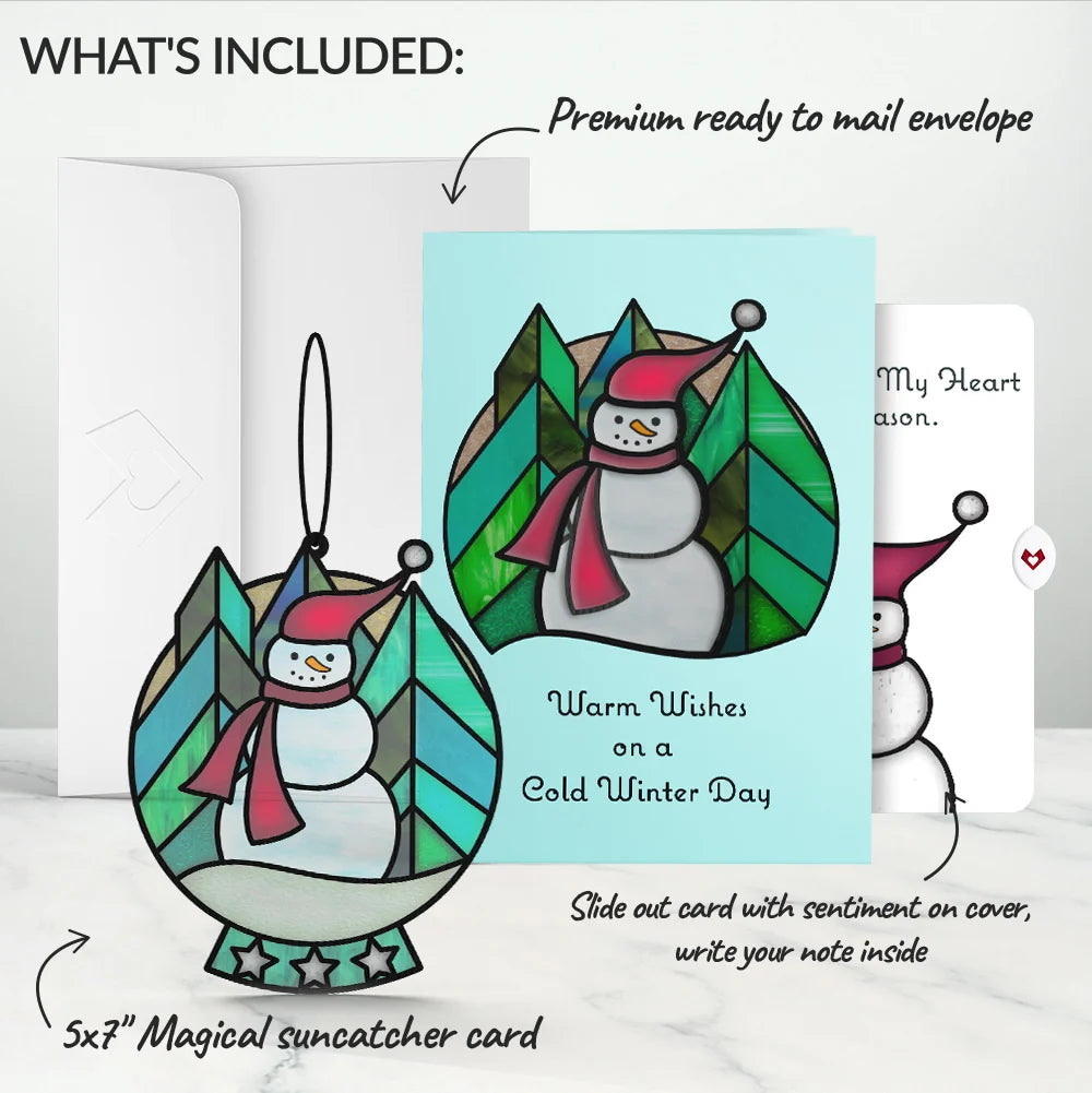 Warm Wishes Snowman Holiday Suncatcher Card and Sentiment Set for Partner