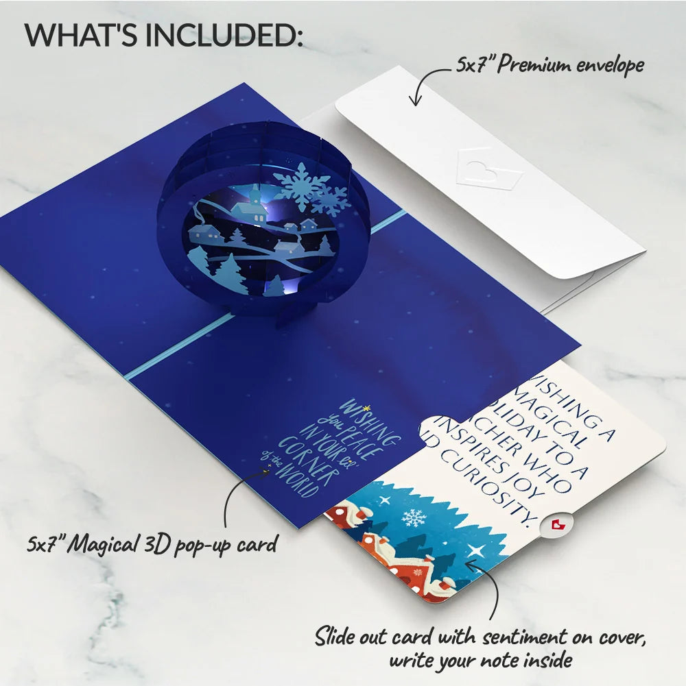 Season of Light Winter Village Light-Up Pop-Up Card and Christmas Sentiment Set for Teacher