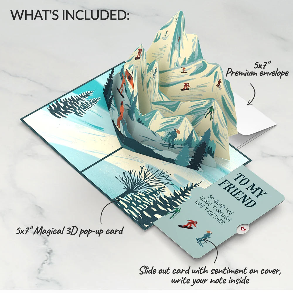 Mountain Snowboard Adventure Friendship Pop-Up Card and Sentiment Set