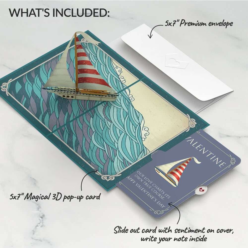 Sailboat on the Horizon Valentine Pop-Up Card and True Course Sentiment Set