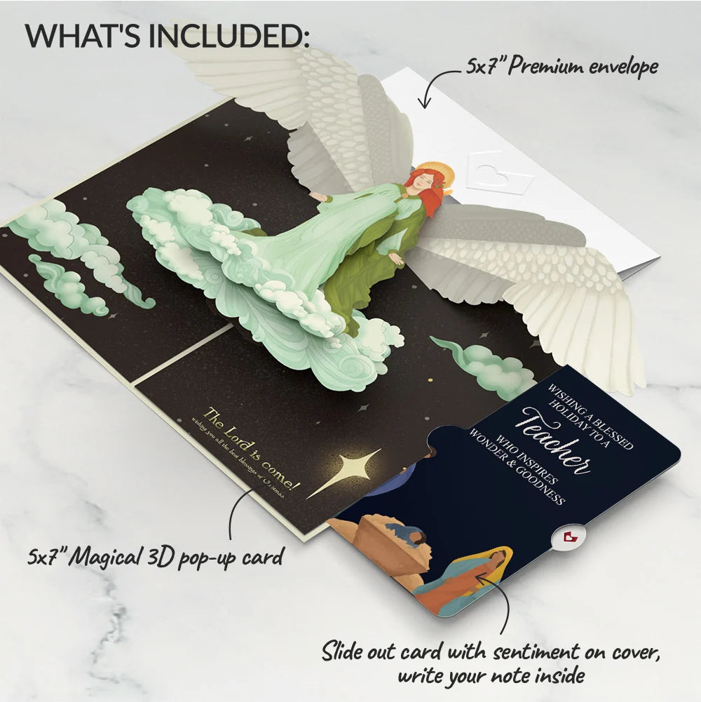 Joy to the World Christmas Angel Pop-Up Card and Sentiment Set for Teacher