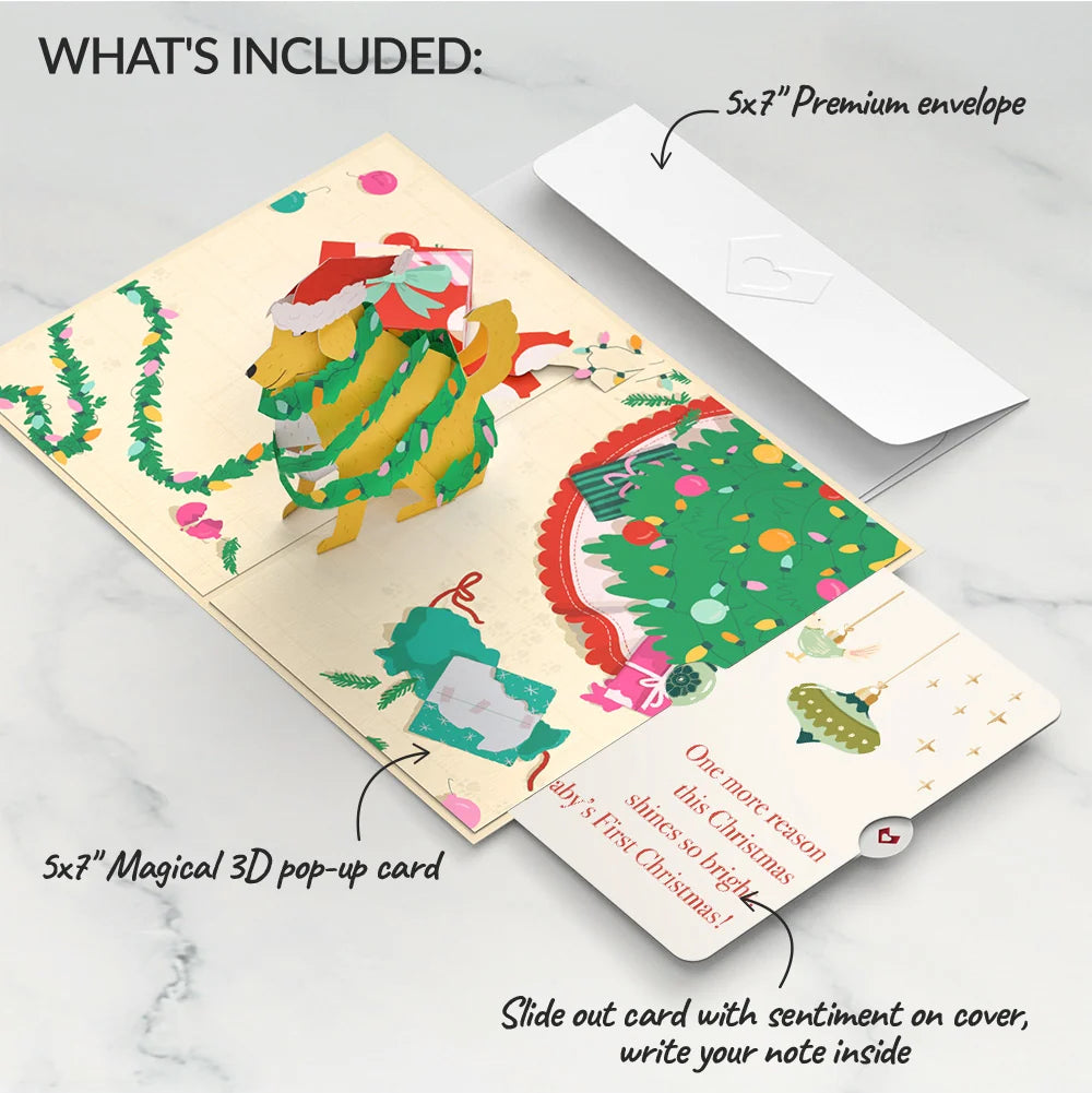Feliz Naughty Dog Christmas Pop-Up Card and Sentiment Set for Baby