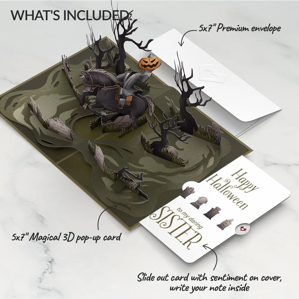 Headless Horseman Halloween Pop-Up Card and Sentiment Set for Sister