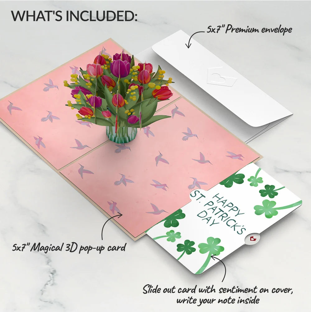 Cheerful Tulips St. Patrick’s Day Pop-Up Card and Sentiment Set