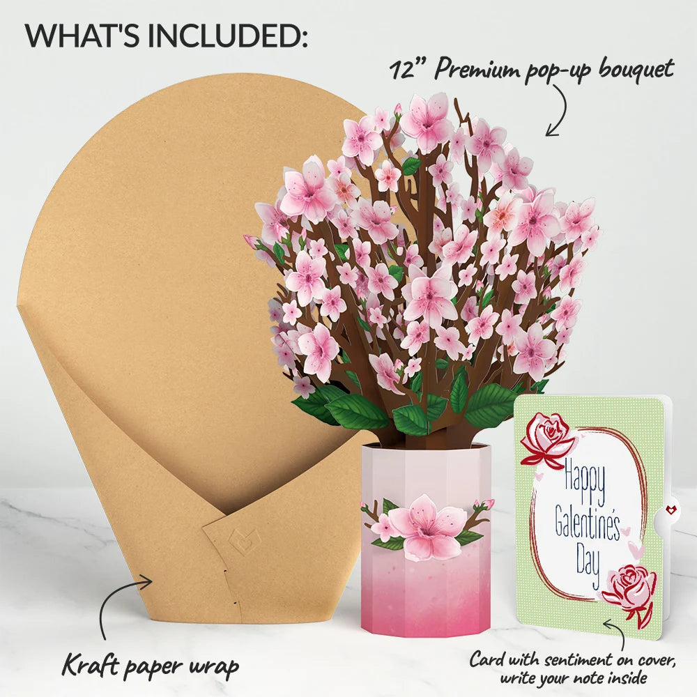 Cherry Blossom Galentine's Day Bouquet and Sentiment Set for Friend