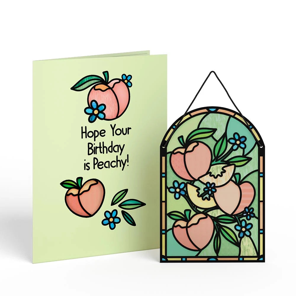 Hope Your Birthday is Peachy Suncatcher Card & Pop-Up Bouquet Bundle