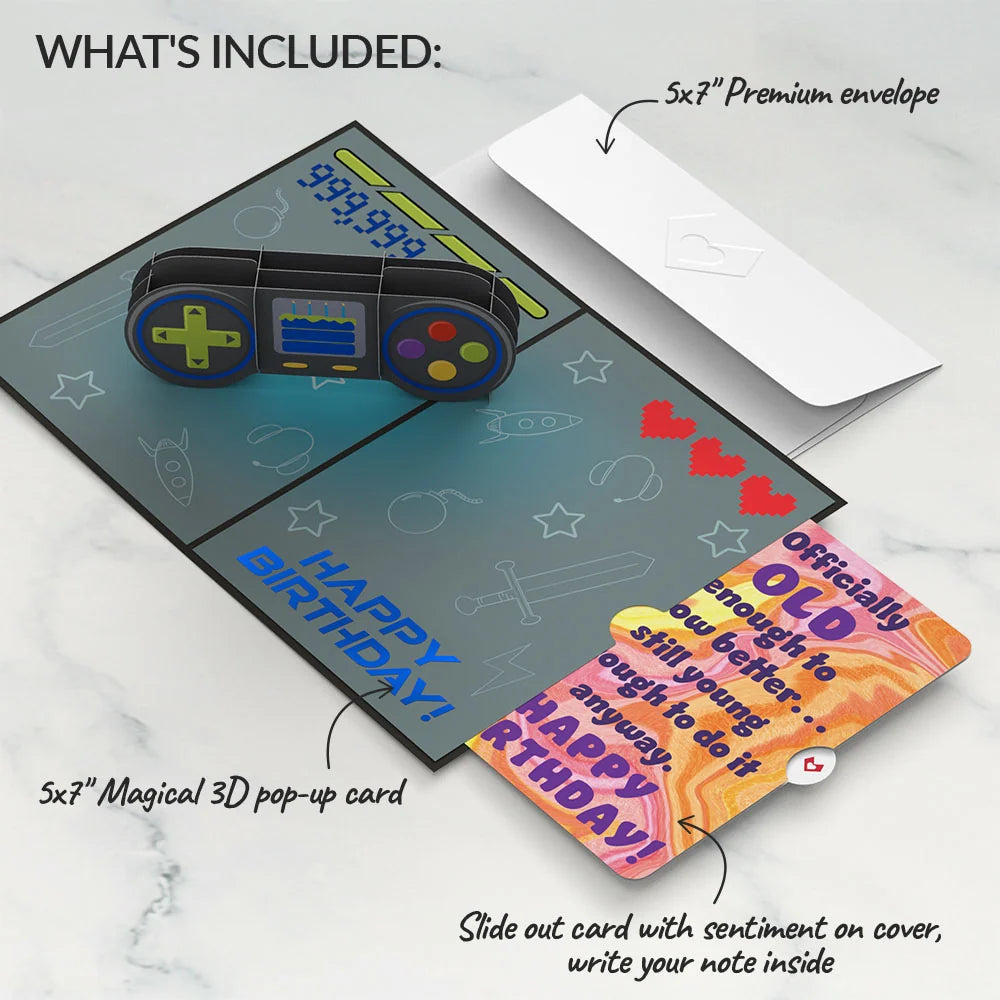 Leveled Up Gamer Birthday Pop-Up Card and Sentiment Set