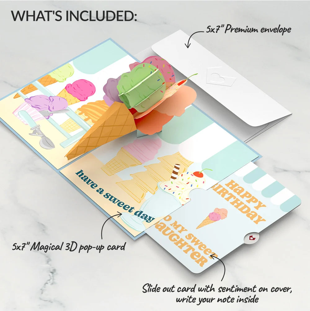 Sweet Day Ice Cream Birthday Pop-Up Card and Sentiment Set for Daughter