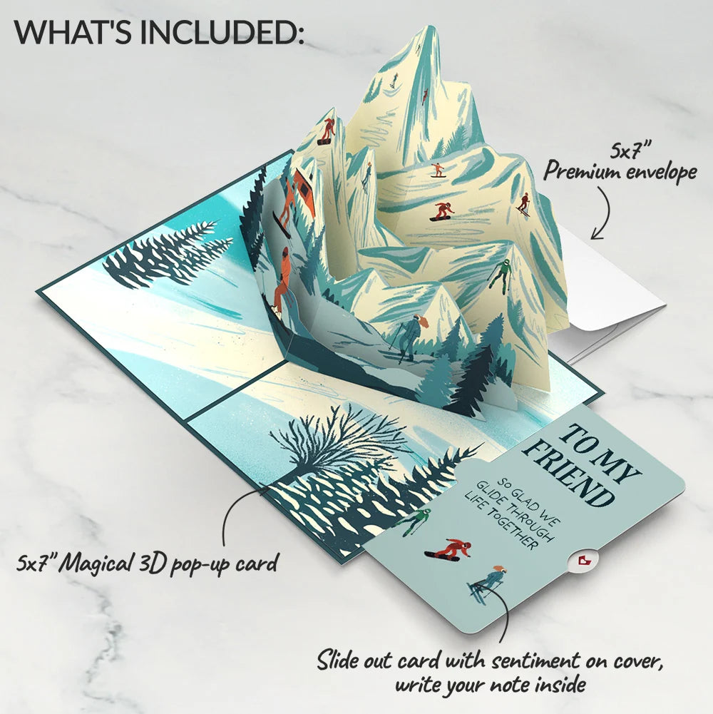 Mountain Ski Adventure Friendship Pop-Up Card and Sentiment Set