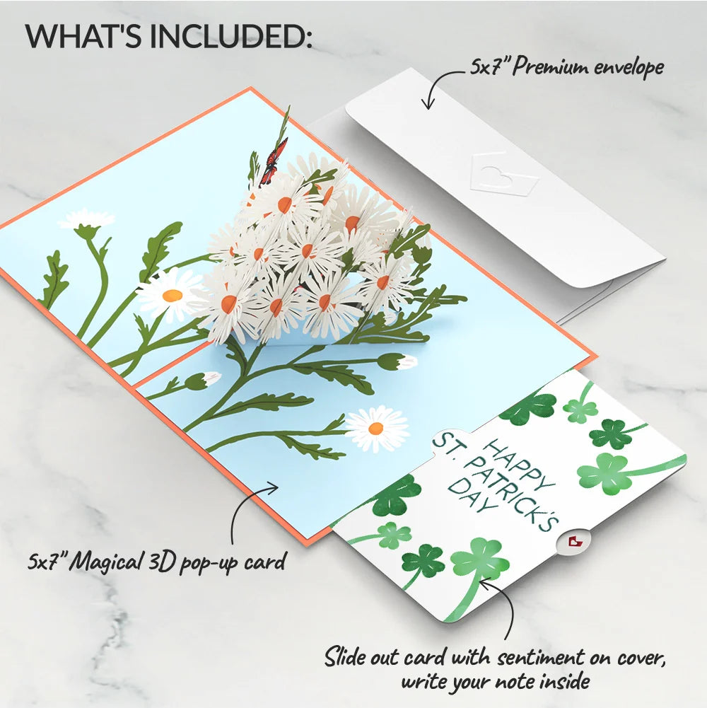 Daisies with Monarch Butterfly St. Patrick’s Day Pop-Up Card and Sentiment Set