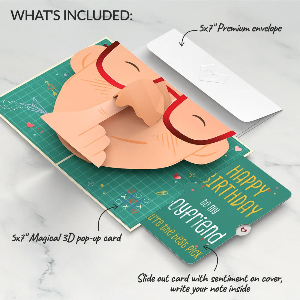 Pick You Every Time Birthday Pop-Up Card and Sentiment Set for Boyfriend