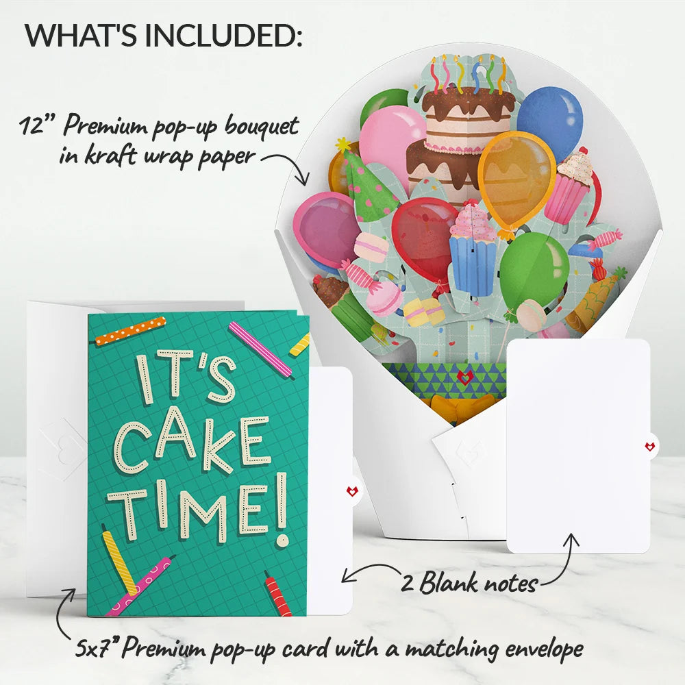 Too Many Candles Birthday Music and Lights Pop-Up Card & Bouquet Bundle