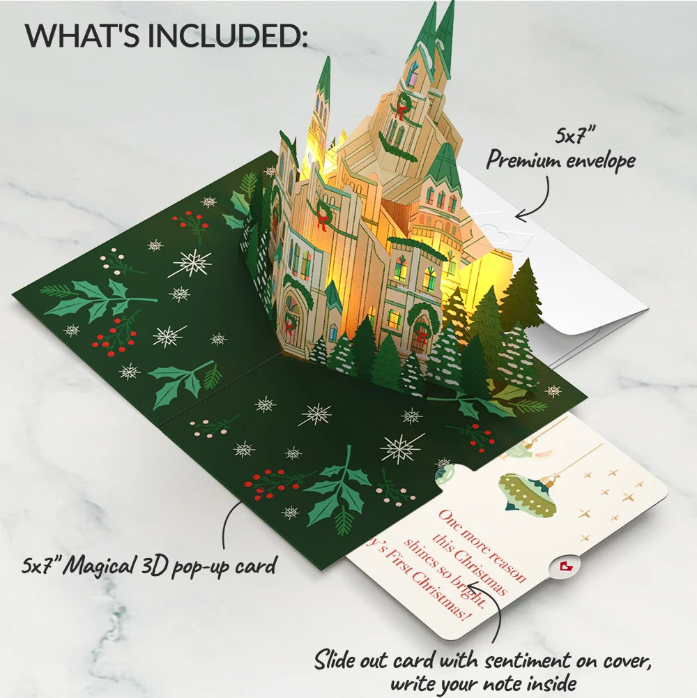 Let Heaven & Nature Sing Christmas Music and Lights Pop-Up Card and Twinkling Ornaments Sentiment Set for Baby